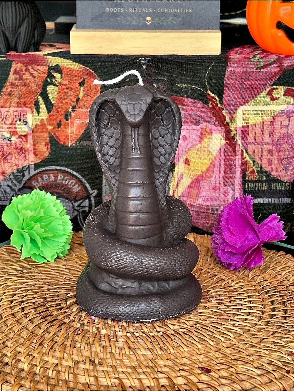 Black Cobra Candle – Coiled Snake Statement Candle